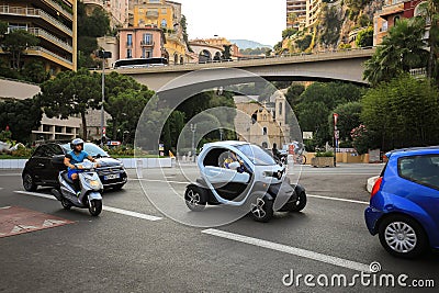 Electric car Renault Twizy on the street of Monaco Editorial Stock Photo