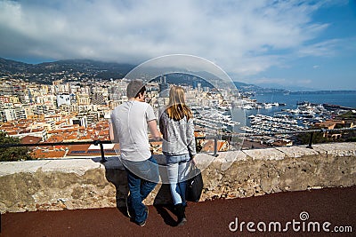 Couple tourists at panoramic view couple tourists at panoramic v Editorial Stock Photo