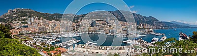 Monaco Panorama - Port Hercules Editorial Stock Photo