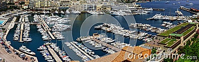 Monaco panoramic bird-fly view, business and tourism concept Stock Photo