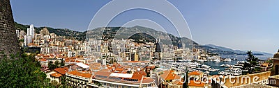 Monaco panoramic bird-fly view, business and tourism concept Stock Photo