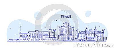 Monaco skyline city buildings vector Vector Illustration