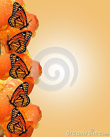 Monarch butterflies border Cartoon Illustration