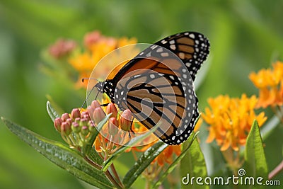 Monarch Butterfly - Butterfly weed Stock Photo