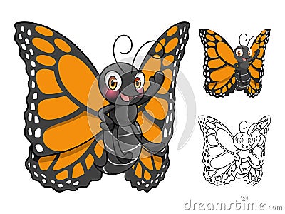 Monarch Butterfly Cartoon Character Design Vector Illustration Vector Illustration