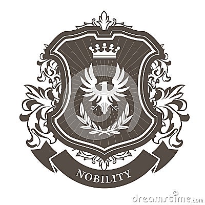 Monarchy coat of arms - heraldic royal emblem Vector Illustration