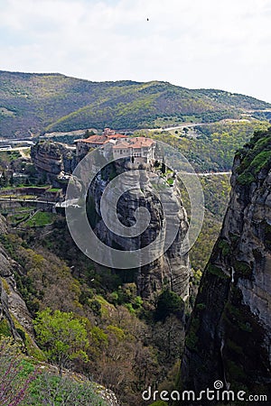 Monasteries of Meteora on top of rocks in Kalambaka, Greece Stock Photo