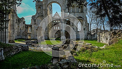 Monastery Abbaye de JumiÃ¨ges / JumiÃ¨ges Abbey in Normandy, France Stock Photo