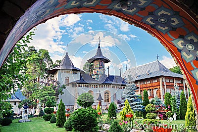 Orthodox church - Monastery Bujoreni - landmark attraction in Vaslui County, Romania Stock Photo