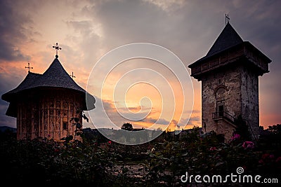 Monastery GURA HUMORULUI, ROMANIA Editorial Stock Photo