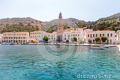 Monastery Panormitis on the island of Symi, Greece Stock Photo