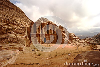 Monastery at Petra in Jordan Stock Photo