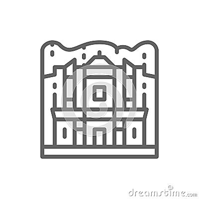 Monastery of Petra, Jordan, landmark line icon. Vector Illustration