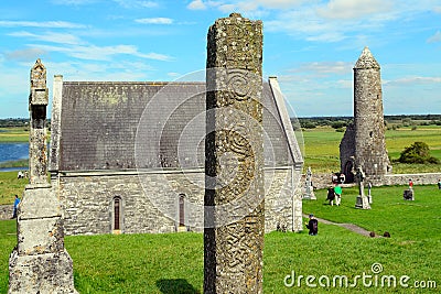 Monastery ruins, Clonmacnoise, Ireland Editorial Stock Photo