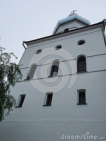 Yuryevsky monastery, male, active, Veliky Novgorod, lake Ilmen, walk, artifacts, antiquity, monument, spring Stock Photo