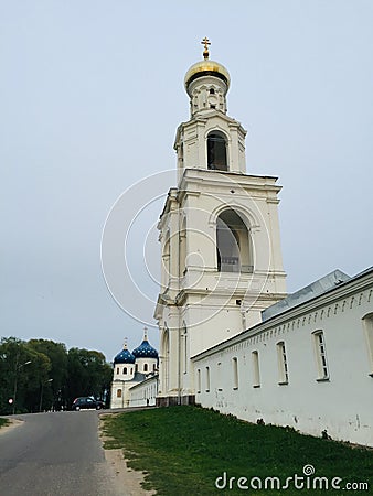 Yuryevsky monastery, male, active, Veliky Novgorod, lake Ilmen, walk, artifacts, antiquity, monument, spring Stock Photo