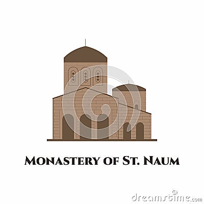 The Monastery of Saint Naum in Macedonia. One of the most famous tourist attractions and religious sites. It is worth to visit and Vector Illustration