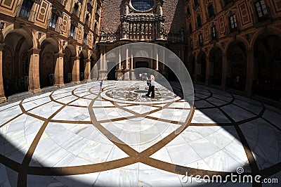 Monastery Santa Maria of Montserrat, fisheye shot Editorial Stock Photo