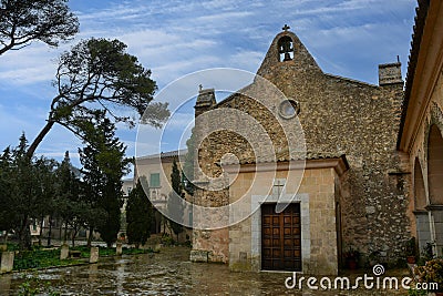 Monastery Santuari de Cura on Puig de Randa Stock Photo