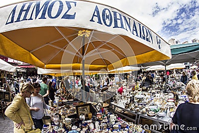 Monastiraki Sunday Flea market Editorial Stock Photo