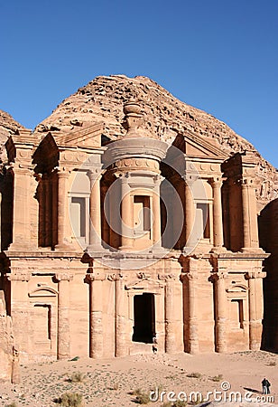 The Monastry, great holy monument digged in the stone, Petra, Jordan Editorial Stock Photo