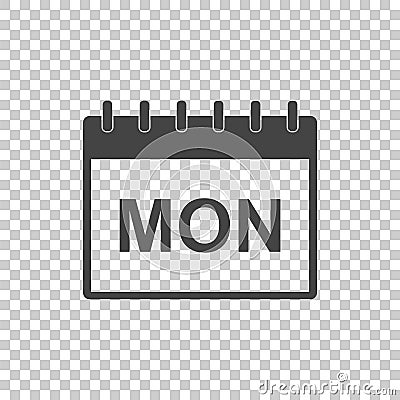 Monday calendar page pictogram icon. Simple flat pictogram for b Vector Illustration