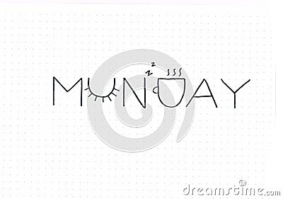 `Monday` hand lettering text with little doodles Stock Photo