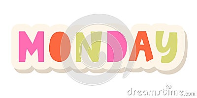 Monday Sticker Planner Design Lettering Element Vector Illustration