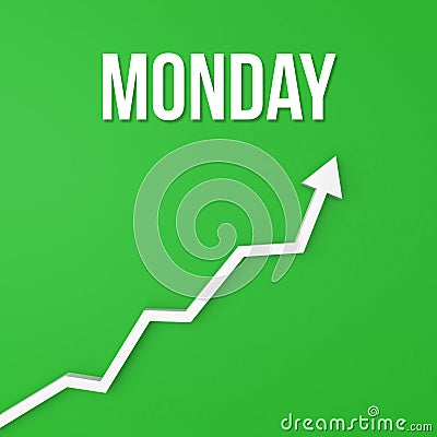 Monday text on green background Stock Photo