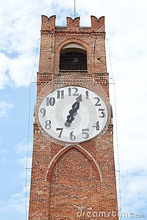 Belvedere ancient clock tower in a summer day in Mondovi, Italy Stock Photo