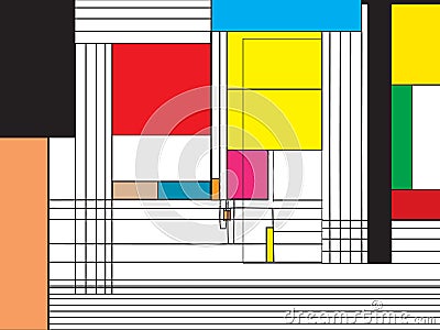 Mondrian Style Funky Pattern Vector Illustration