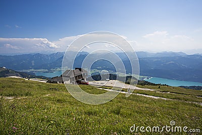 The Mondsee in Austria seen from high mountain Schafberg Editorial Stock Photo