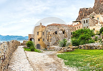 Monemvasia is a town and a municipality in Laconia Stock Photo