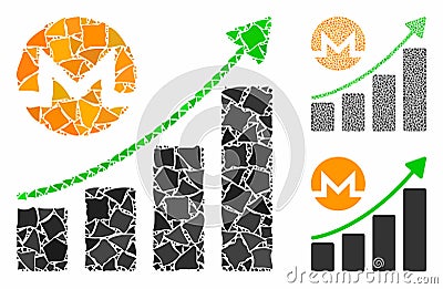 Monero growing graph trend Composition Icon of Ragged Parts Editorial Stock Photo