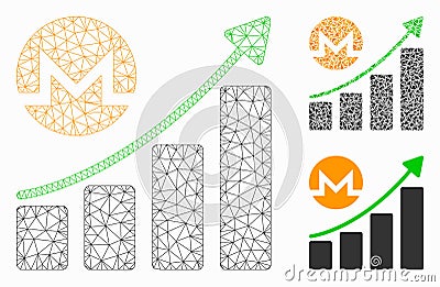Monero Growing Graph Trend Vector Mesh Carcass Model and Triangle Mosaic Icon Vector Illustration
