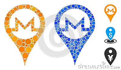 Monero Map Pointer Composition Icon of Round Dots Vector Illustration