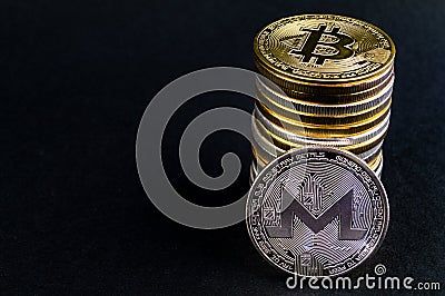 Monero MNR is a modern way of exchange and this crypto currency is a convenient means of payment in the financial Editorial Stock Photo