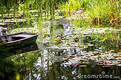 Monet`s Gardens and lake with water lilies at Giverny, Normandy, France Stock Photo