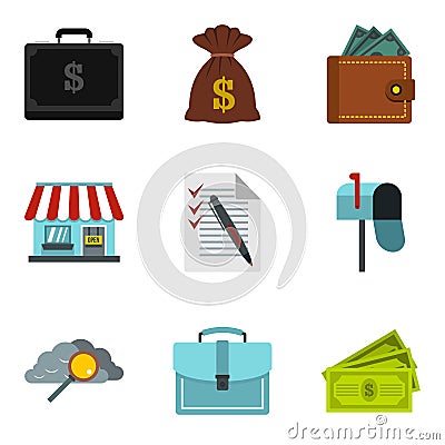 Monetary encouragement icons set, cartoon style Vector Illustration