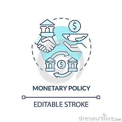 Monetary policy turquoise concept icon Vector Illustration