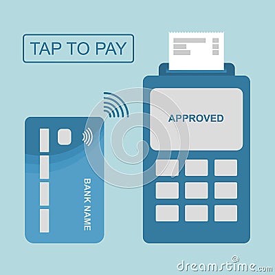 Monetary terminal confirmed the payment by bank card. Vector Illustration
