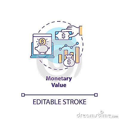 Monetary value concept icon Vector Illustration