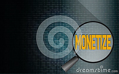 Monetize word with binary background Stock Photo