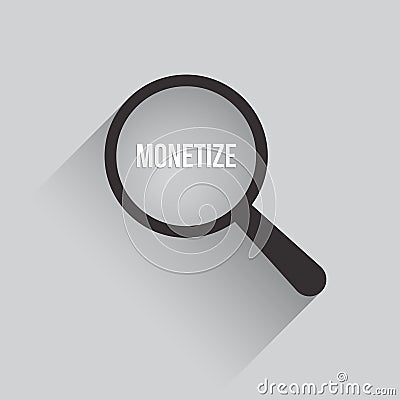 Monetize Word Magnifying Glass Vector Illustration