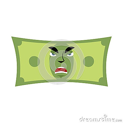 Money angry emotion. Cash Emoji evil. Dollar isolated Vector Illustration