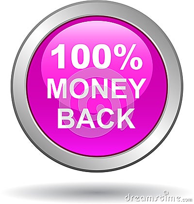 Money back button web icon pink Vector Illustration