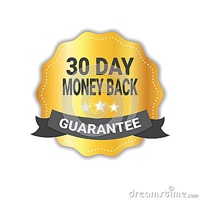 Money Back In 30 Days Guarantee Sticker Golden Medal Icon Seal Isolated Vector Illustration