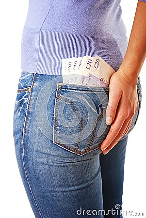 Money in back pocket Editorial Stock Photo