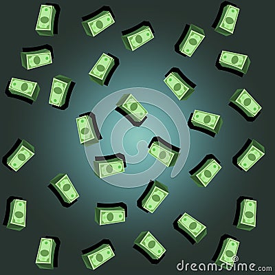 Money background. Dollar Rain background. Vector Illustration