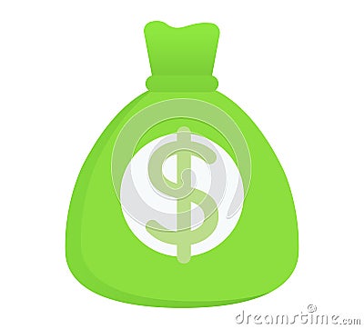 Money Bag with Dollar Sign and Cash Inside Sack Vector Illustration